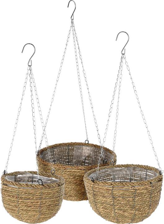 Natura Punto 3-piece hanging flower pot set made of willow