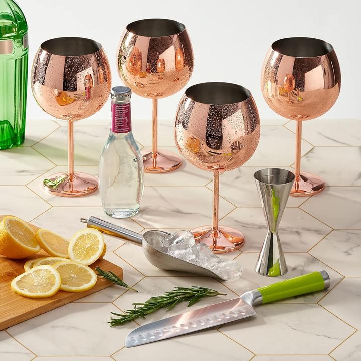 Actual product image Oak & Steel Stainless steel gin glasses rose gold set of 4 (7 dl, 4 x, Gin glasses)