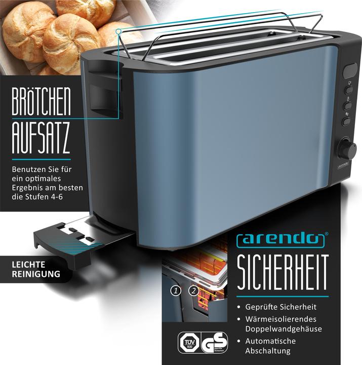 Actual product image Arendo Breakfast Set Stainless Steel Kettle 1.5l Temperature Selection & 4-Slice Long Slot Toaster Blue (1.50 l)
