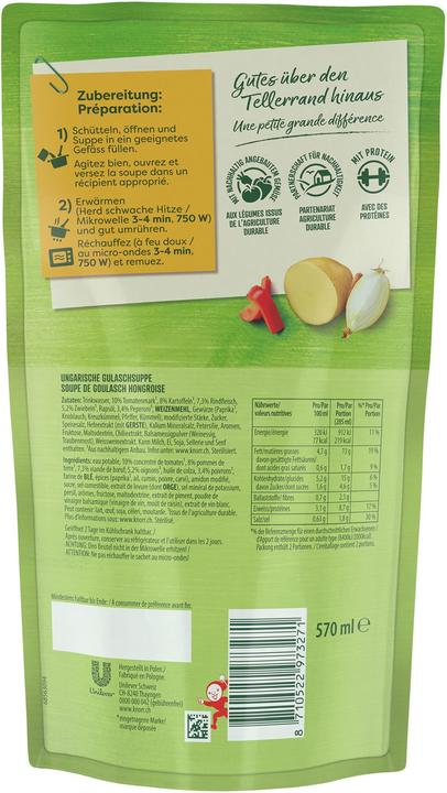 Actual product image Knorr Hungarian goulash soup bag, rich goulash soup, for reheating quickly prepared (570 ml)