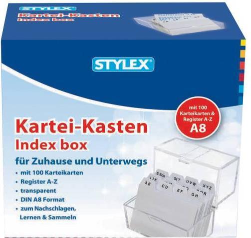 Actual product image Stylex Card index box A8 crystal clear incl 100 cards