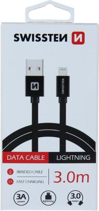 Swissten Datenkabel Textil USB / Lightning 3.0 M (3 m, USB 3.0)