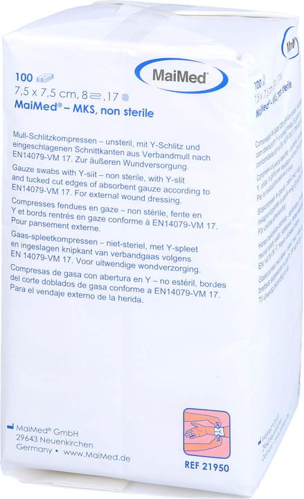 Produktbild MaiMed Schlitzkompressen 7,5x7,5 8-fach unsteril, 100 St KOM