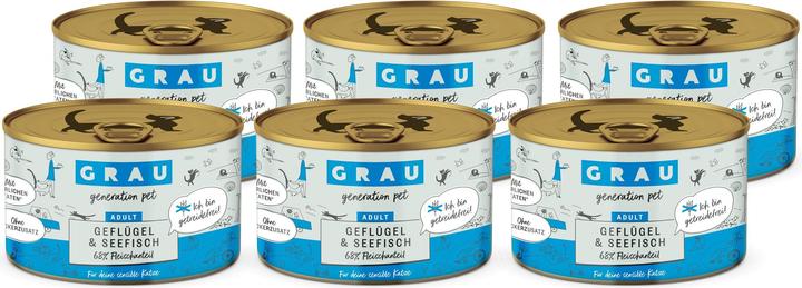 Image du produit Grau Nourriture humide volaille & poisson de mer, 6 x 200 g (Adulte, 6 pcs, 1507 g)