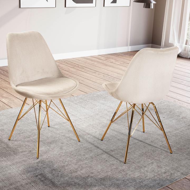 Image du produit FineBuy Chaise de salle à manger Lot de 2 Chaise de cuisine Cord Cara Tissu Chaise Scandinave