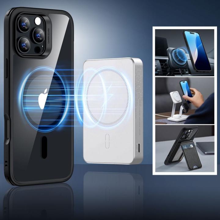Actual product image ESR Classic Hybrid Halolock MagSafe Case + Tempered Glass for iPhone 16 Pro Max - Clear with Black F (Apple iPhone 16 Pro Max)