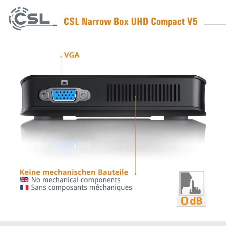 Produktbild CSL Narrow Box Ultra HD Compact v5 (Intel Celeron N5100, 4 GB, 512 GB, Intel UHD Graphics)