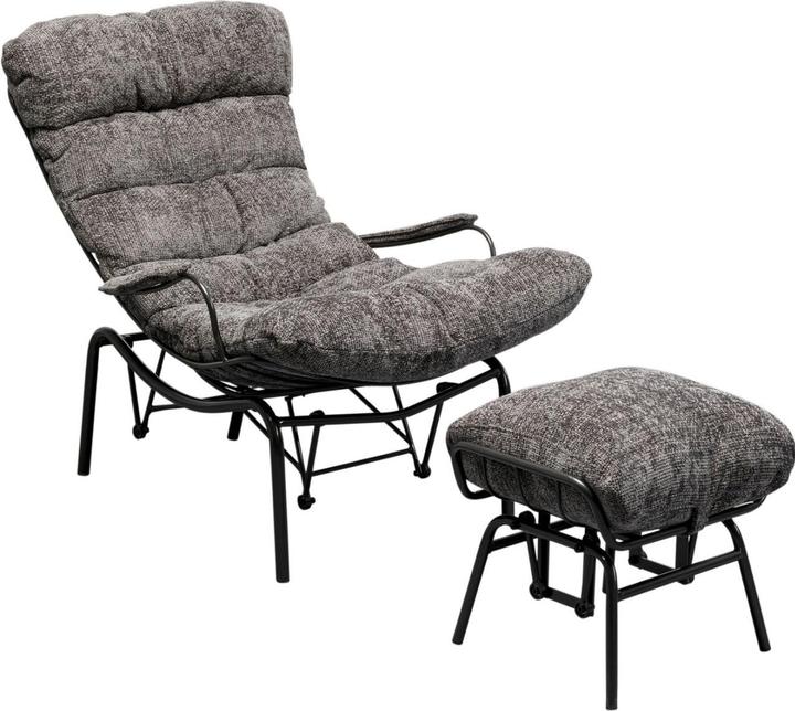 Kare Design Fauteuil + pouf Vienna Swing Gris