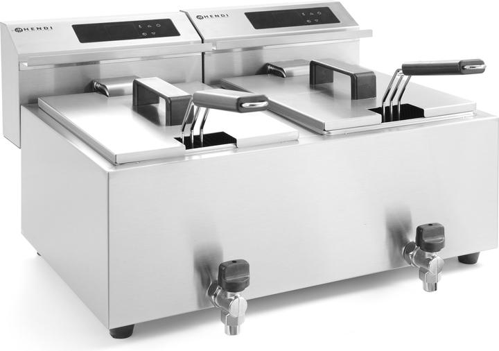 Actual product image Hendi Deep fryer Profi Line digital with drain tap 2 x 8 l