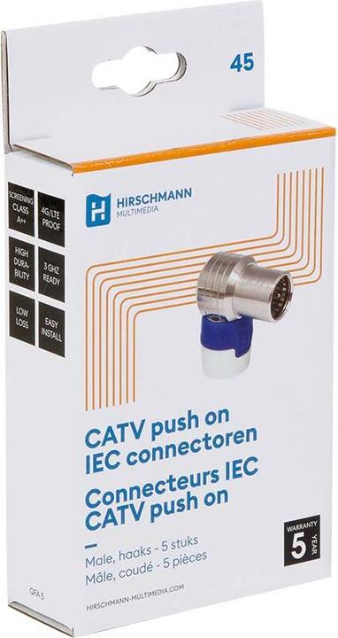 Immagine prodotto Hirschmann QFA 5 Connettore rapido F angolato a pressione (Cavi antenna)