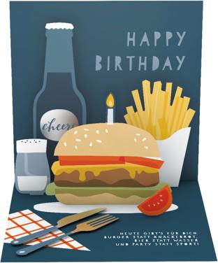 Produktbild Pop-Up Karte - Happy Birthday Burger (1 Stk.)