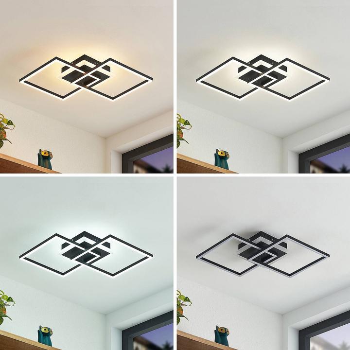 Actual product image Lindby LED Ceiling Lamp Fjardo CCT Squares Black (1240 lm)