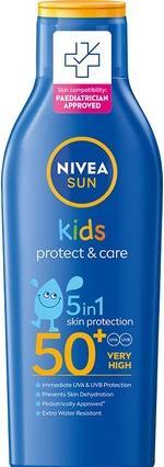 NIVEA Sun Kids Protect & Care 5In1 Baby Sun Lotion With Organic Almond Oil 200Ml (Sonnenlotion, SPF 50+, 200 ml)