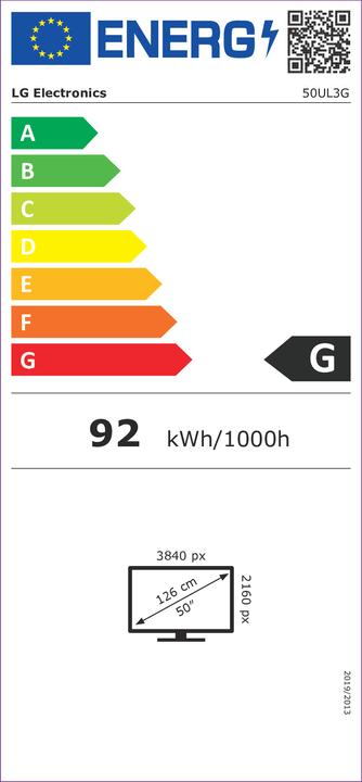 Energy Label LG 50UL3G-B (3840 x 2160 Pixels, 50")