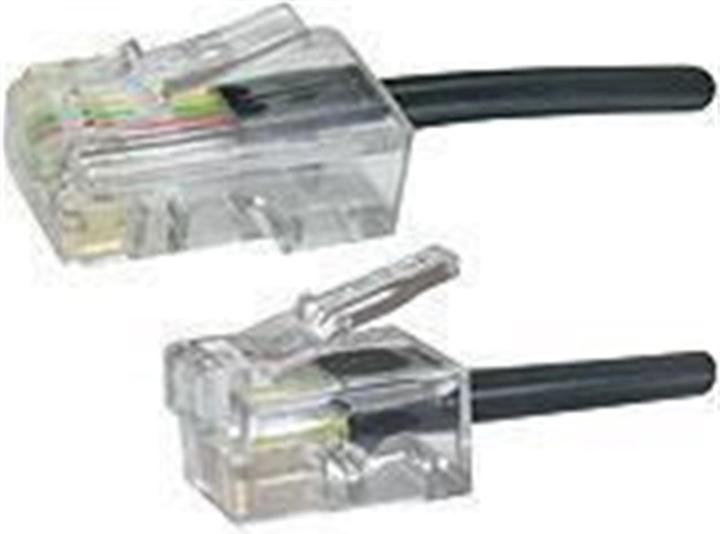 Immagine prodotto Cavo telefonico piatto nero di 2 metri con connettori RJ11 e RJ45. Cavo Rj45-rj11 nero 2.00m