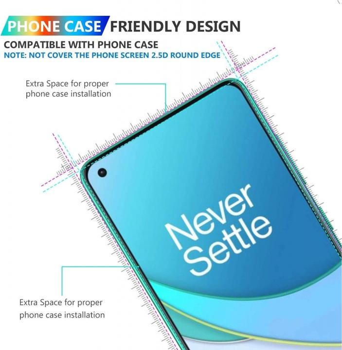 Actual product image Screenguard OnePlus 8T armored glass protective film Case Friendly Design (1 Piece, OnePlus 8T)