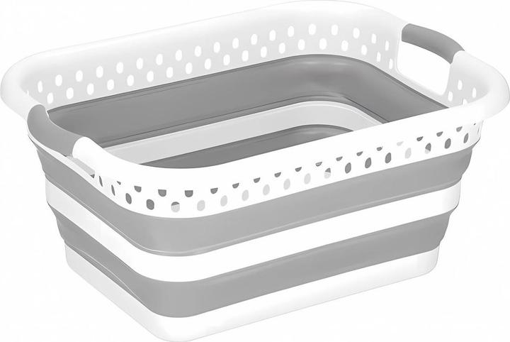 Produktbild König Design Wäschekorb Faltbar Wäschesammler Wäschebox Wäschetonne Aufbewahrungskorb Grau (36 l)