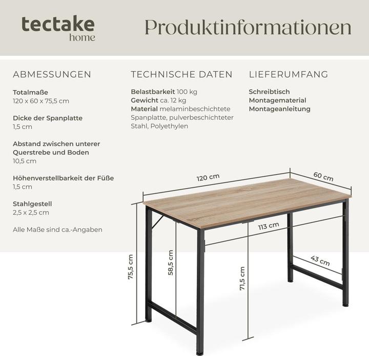 Produktbild tectake Jenkins (120 x 50 x 75.5 cm)