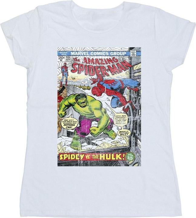 Actual product image Womens/Ladies Spider-Man VS Hulk Cover Cotton T-Shirt (L)