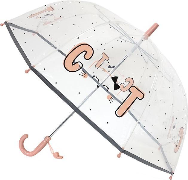 Smati Regenschirm für Kinder, transparent, Glocke, fluoreszierender Rand, Mehrfarbig (Katzenmotiv)