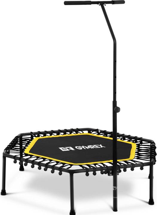 Gymrex Trampoline de fitness avec barre de maintien - Jaune