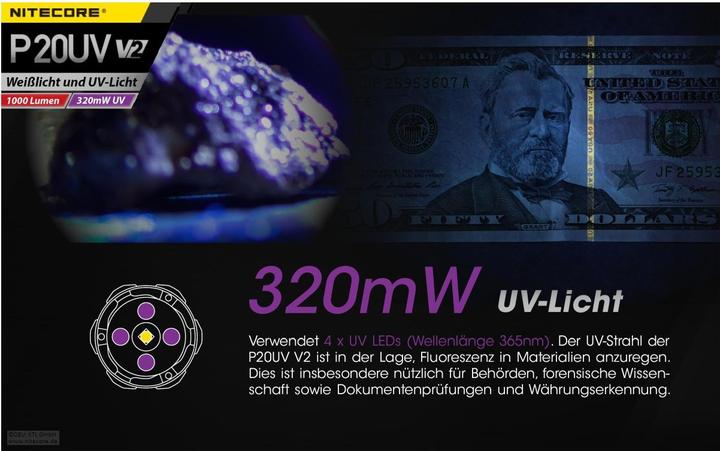 Image du produit Nitecore P20UV V2 - 1000 lumens + lumière UV (15.10 cm, 1000 lm)