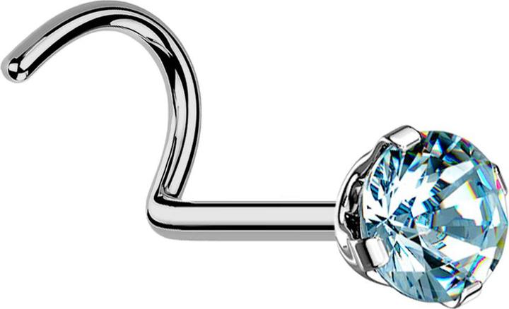Immagine prodotto Star Piercing Borchia da naso curva in argento con cristalli tondi color acqua (Titanio G23, senza ottone)
