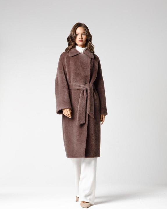 Image du produit Furnari Manteau en éco-molleton lisse avec col rabattu, couleur chaude Coffee Liqueur (42,44,46,50) (42, 44, 46, 48)