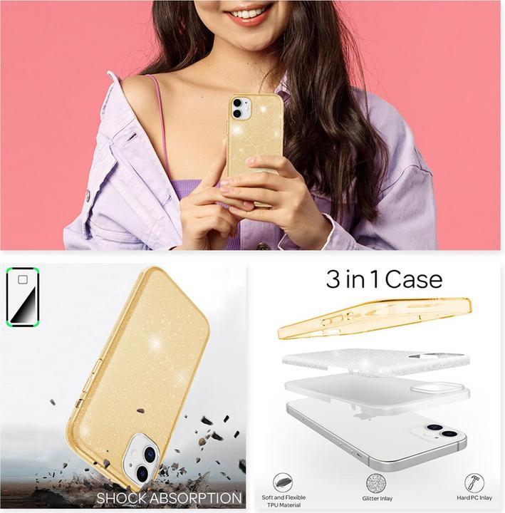 Produktbild Nalia Glitzer Handyhülle (Apple iPhone 12 Pro, Apple iPhone 12)