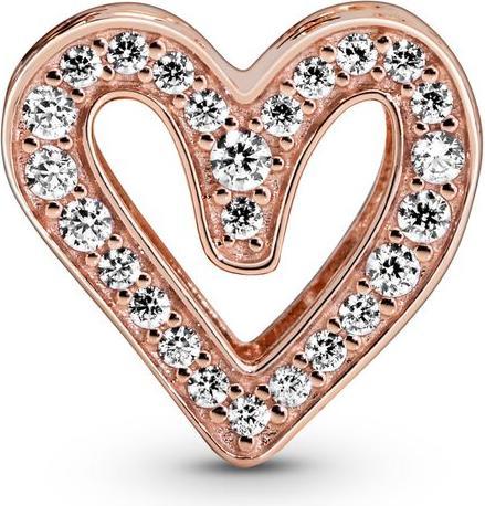 Actual product image Pandora Rose Sparkling Freehand Heart Charm (Metal, rose gold-plated)