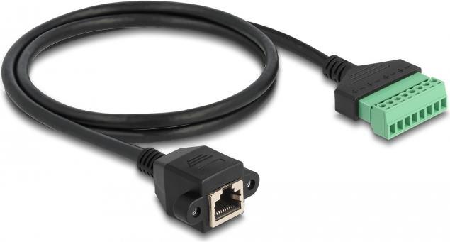 Actual product image Delock RJ45 cable Cat.6 socket to terminal block adapter for installation 1 m 2-piece (RJ45, RJ45 (1x))