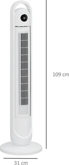 Actual product image Swisshandel24 Turmventilator, Standventilator mit 3 Belüftungsstufen, Fernbedienung, Weiss (60 dB)