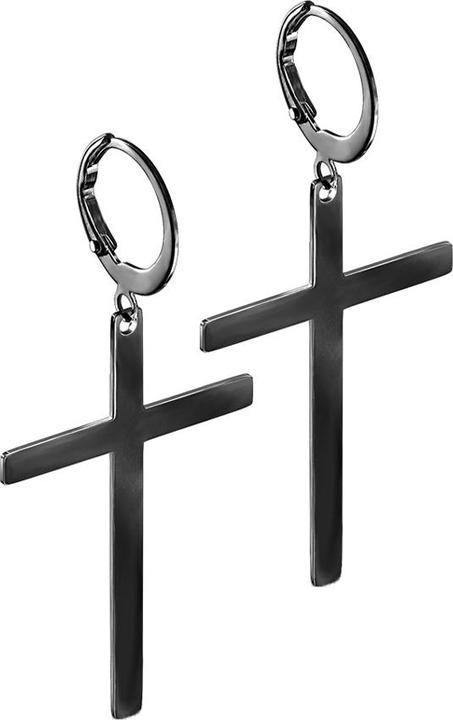 Produktbild Star Piercing Ohrring schwarz Anhänger Kreuz (ohne Messing, Chirurgenstahl 316L)