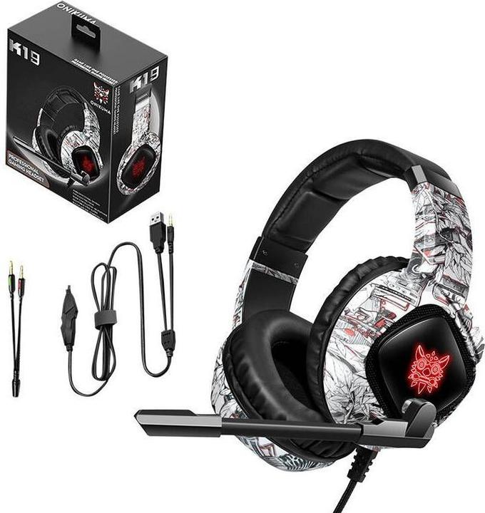 Produktbild Onikuma Gaming headphones K19 Camou White (Kabelgebunden)