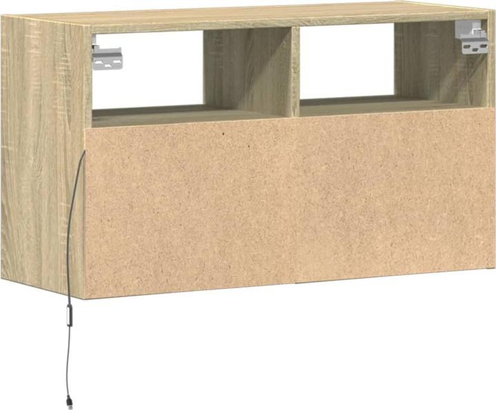 Immagine prodotto VidaXL Mobile TV Parete attrezzata Lavagna bassa Appeso con illuminazione LED Rovere Sonoma