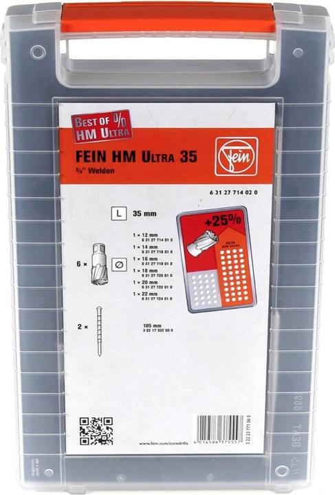 Actual product image Fein Core drill set 63127714020 1 S (12 mm, 16 mm, 18 mm, 20 mm, 22 mm, 14 mm)