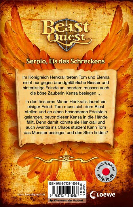 Immagine prodotto Loewe Beast Quest (Band 65) - Serpio, Eis des Schreckens (Tedesco, Lama Adam, Sandra Margineanu, Libri per bambini Loewe, 2023)