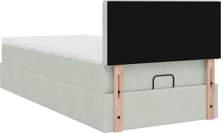 Actual product image VidaXL Ottoman bed with mattress light grey 90x200 cm velvet (90 x 200 cm)