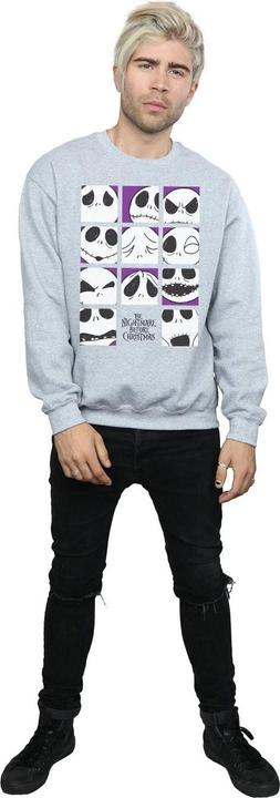Actual product image Disney Mens Nightmare Before Christmas Many Faces Of Jack Squares Sweatshirt (L)