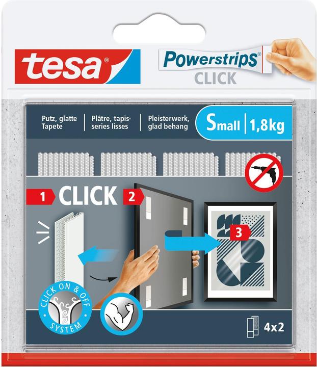 Immagine prodotto tesa Powerstrips CLICK SMALL, 1,8 kg, nastro autoagganciante 4x2