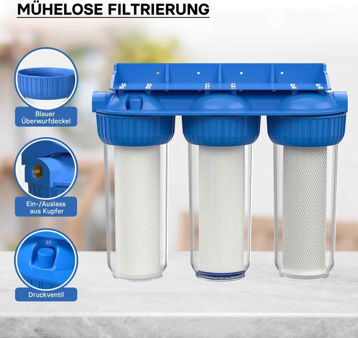 Produktbild Naturewater NW-BR10B4 3 Stufen Filter 5µ 26,16mm 3/4" Sedimentfilter Aktivkohle