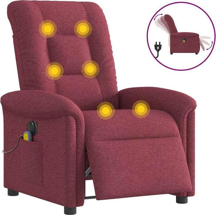 VidaXL Massagesessel Elektrisch Weinrot Stoff