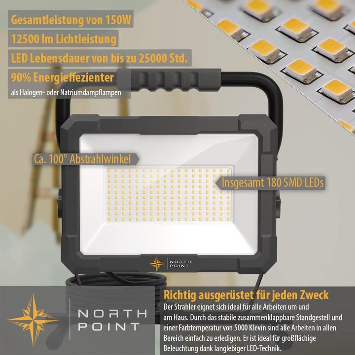 Produktbild Northpoint LED Baustrahler mit Stativ (12500 lm)