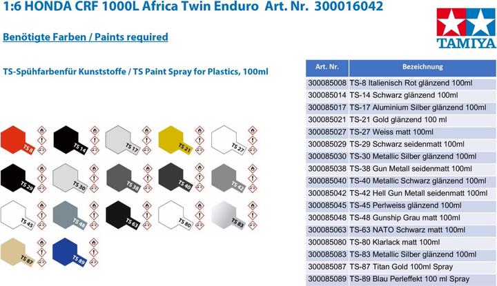 Actual product image Tamiya 1/6 Honda CRF 1000L Africa Twin