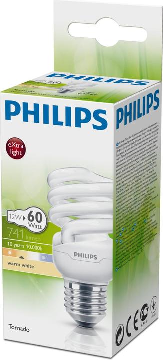 Actual product image Philips Tornado T2 12w 827 E27 (E27, 12 W, 741 lm, A)