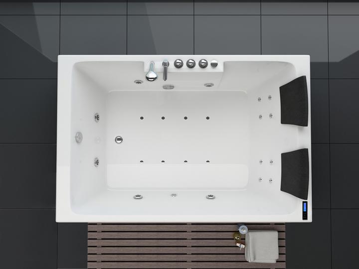 Actual product image PureHaven Whirlpool 180x120 cm Heating Cleaning programme & light therapy Bluetooth-enabled waterfall