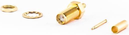 Actual product image Varia RP-SMA Female Bulkhead Connector for RG316 Cable, Crimp Version