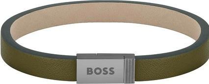 Actual product image Hugo Boss Jace 1580338 modern khaki leather bracelet - Length: 17.5 cm (17.50 cm, Leather)