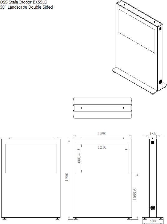 Immagine prodotto DSS Stele Landscape per interni, schermo da 55", nero
