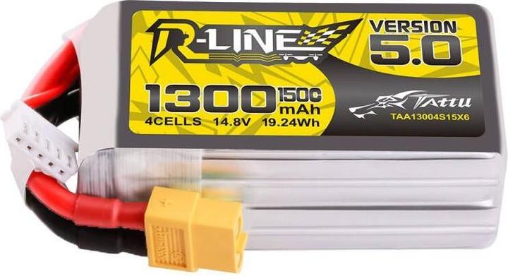 Image du produit Tattu R-Line Version 5.0 1300mAh 14.8V 150C 4S1P Lipo Battery Pack with XT60 Plug (14.80 V, 1300 mAh)